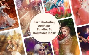 A collage of various photoshop overlays with a text - 'Best Photoshop Overlays Bundles To Download Now'